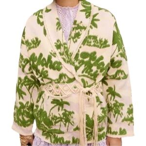 Maje Palm Tree print sweater jacket
